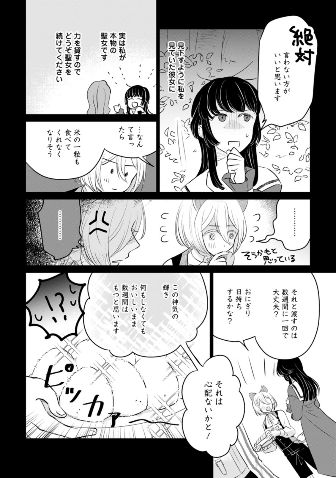 聖女じゃないと追放されたので、もふもふ従者(聖獣)とおにぎりを握る 第12.1話 - Page 8