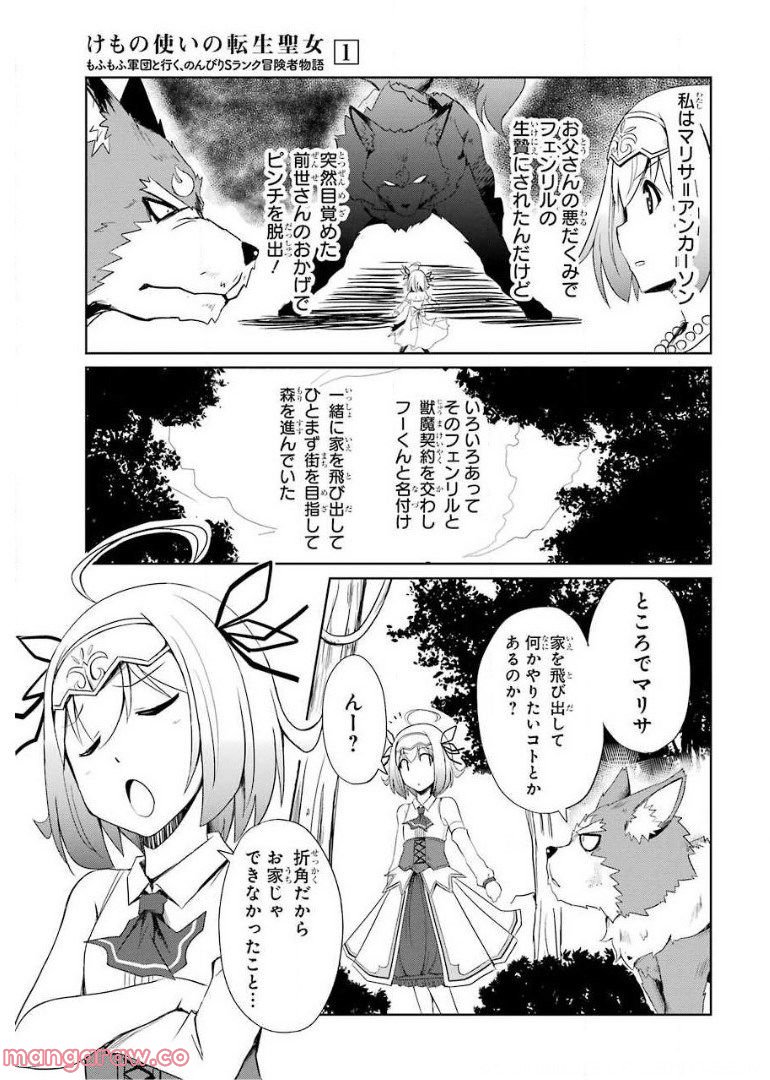 けもの使いの転生聖女～もふもふ軍団と行く、のんびりSランク冒険者物語～ - 第2話 - Page 1